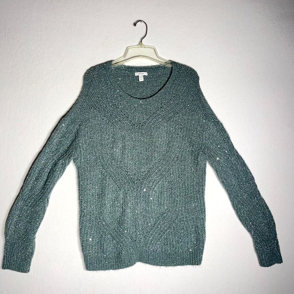 Nine West Sage Green Sparkle‎ Sweater Women Size L